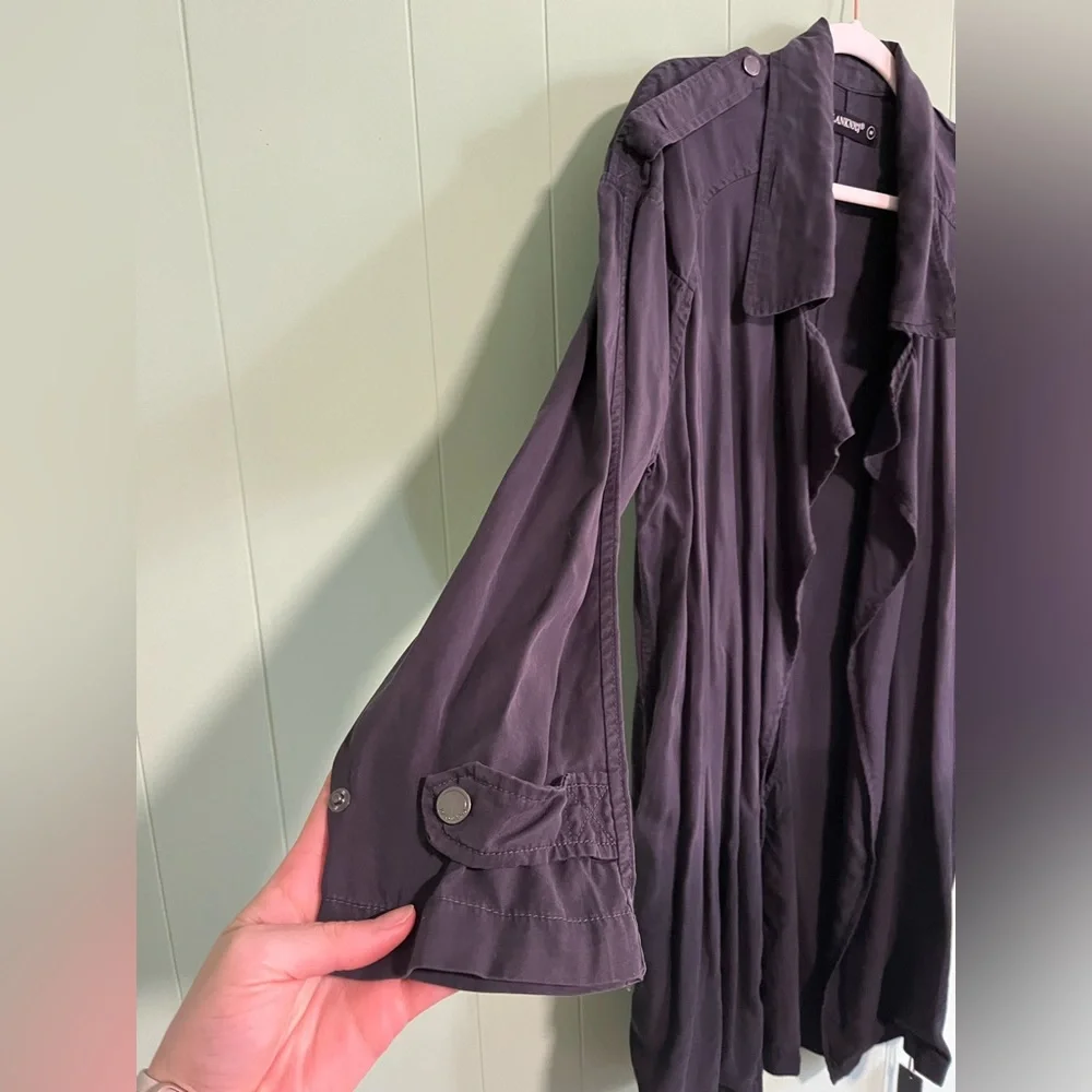 NWT BLANK NYC Dip Dye Dual Tone Gray Black Trench Coat Open Tunic Women'… - Picture 7 of 16